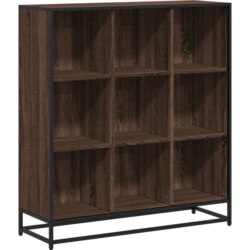 vidaXL Boekenkast 97,5x33x107,5 cm bewerkt hout en metaal bruin eiken, foto 3