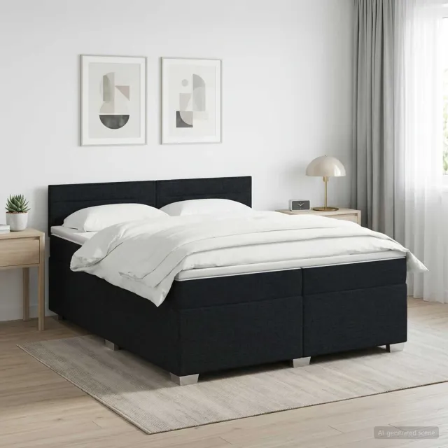 vidaXL Boxspringbed met matras met hoofdeinde Zwart 200 x 200 cm Stof
