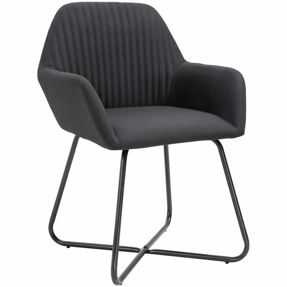 vidaXL Eetkamerstoelen 4 st stof zwart, foto 2