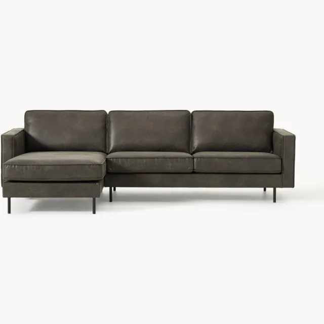 Westwing Collection Leren hoekbank Hunter (4-zits) taupe