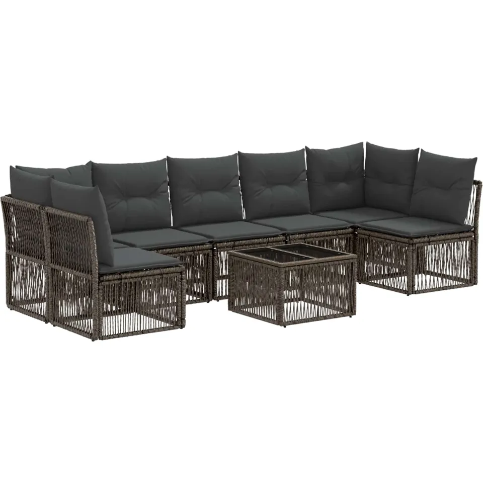 vidaXL Tuinbankenset 8 st Grijs poly rattan, foto 3