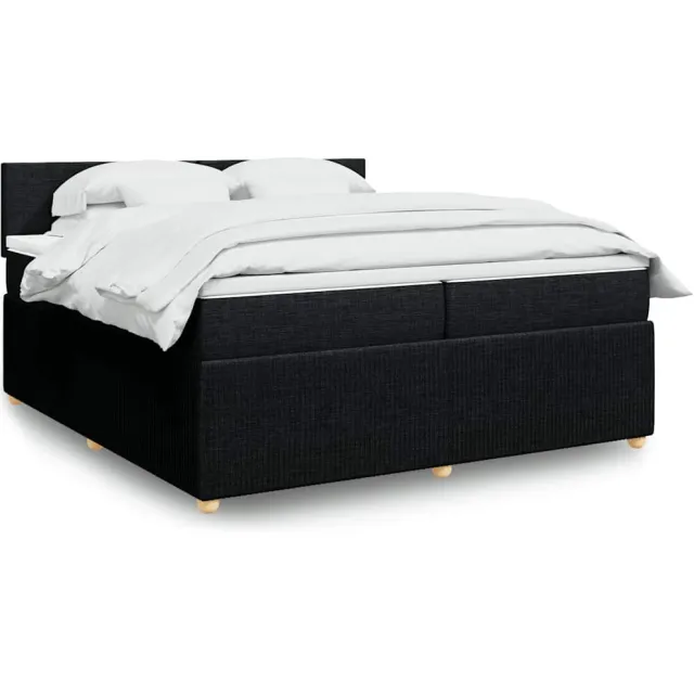 vidaXL Boxspring met matras stof zwart 200x200 cm