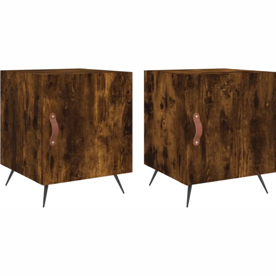 vidaXL Nachtkastjes 2 st 40x40x50 cm bewerkt hout gerookt eikenkleurig, foto 3