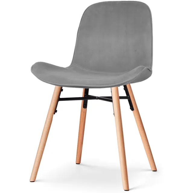Nolon Nena-Fé eetkamerstoel velvet grijs - houten onderstel, foto 2