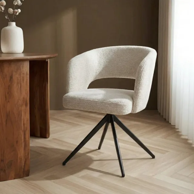 MySons Eetkamerstoel Claus draaibaar - Milan cream 103 - beige - eetkamerstoelen set van 2