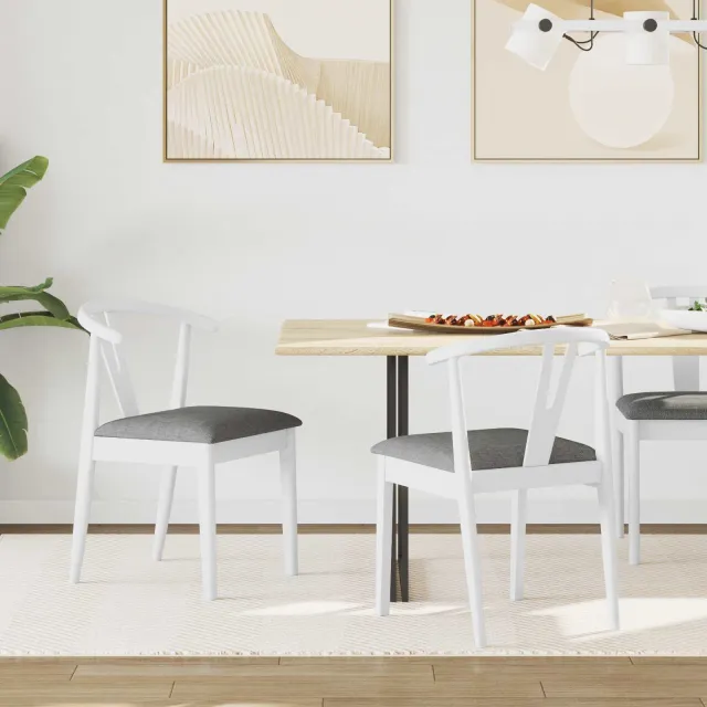 vidaXL Eetkamerstoel 2 st Massief Rubberhout Wit en Grijs