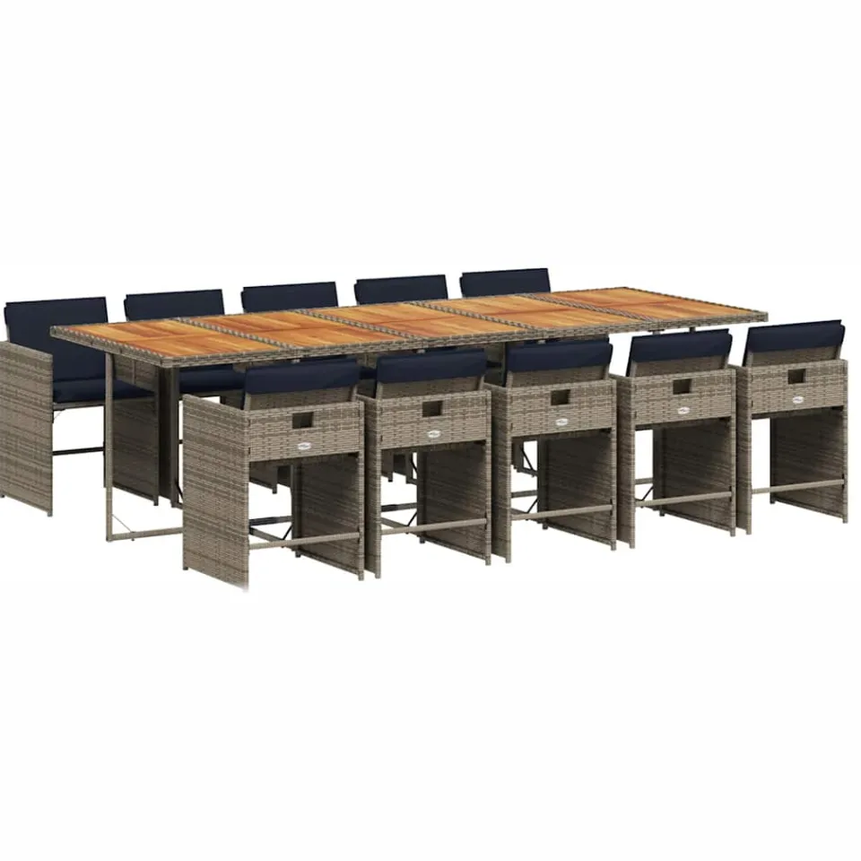 vidaXL 11-delige tuinset met kussens, grijs polyrotan, foto 3