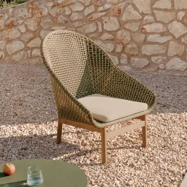 Kave Home Olbia fauteuil met hoge rug groen, foto 2