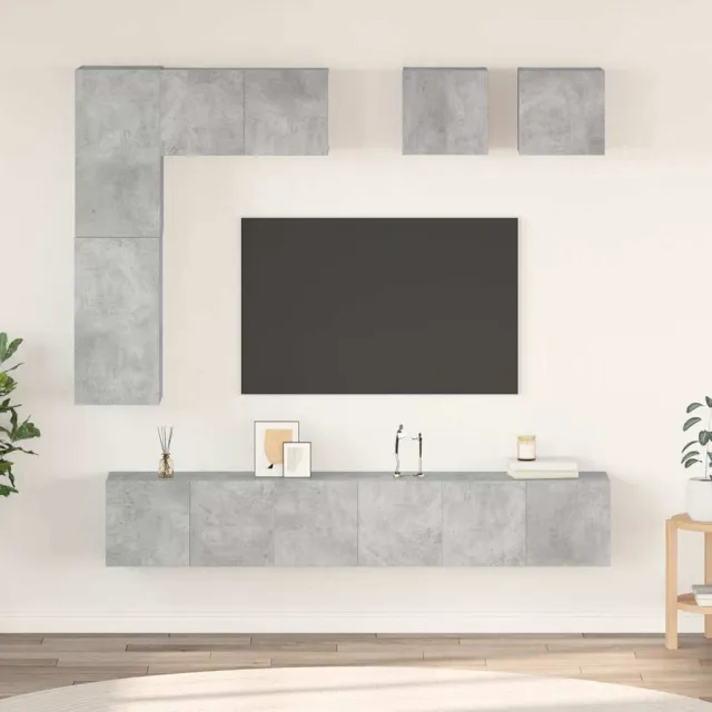 vidaXL 8-delige Tv-meubelset bewerkt hout betongrijs