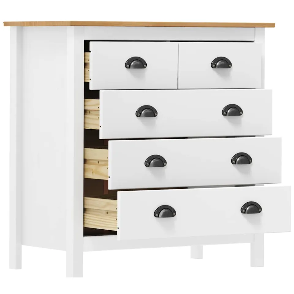 vidaXL Dressoir Hill 79x40x80 cm massief grenenhout wit, foto 3