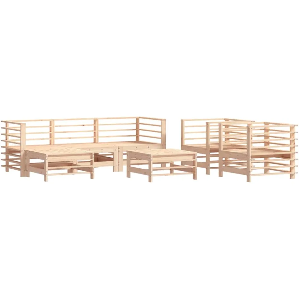 vidaXL 7-delige Loungeset massief grenenhout Bruin