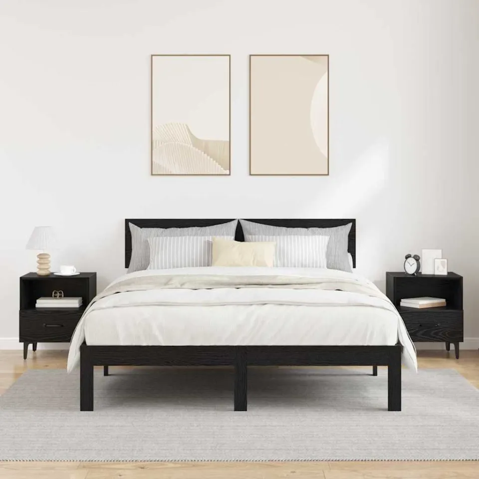 vidaXL Nachtkastje 2 st Zwart Eiken 40 x 35 x 47,5 cm Bewerkt hout, foto 4