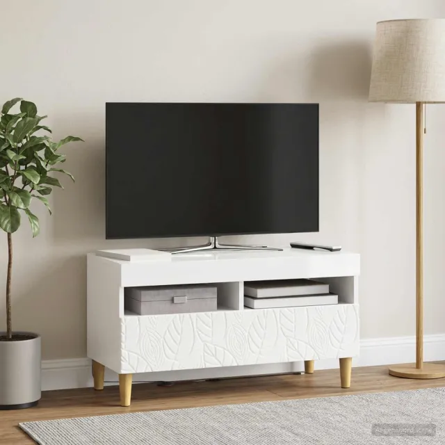 vidaXL LED tv-meubel Hoogglans Wit Bewerkt hout, foto 2