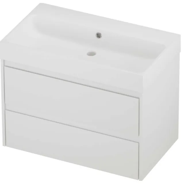 Proline Podium Badmeubelset Polystone Loft Zonder Kraangat 80x46x62 cm Mat White Mat Wit