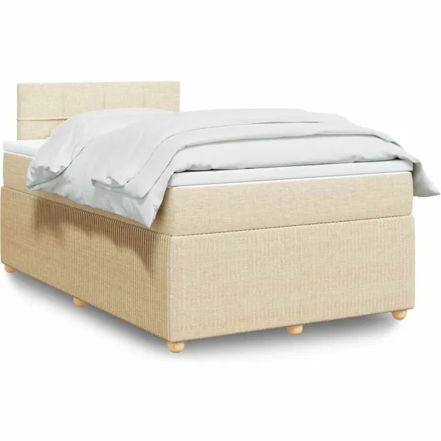 vidaXL Boxspring met matras stof crèmekleurig 120x200 cm