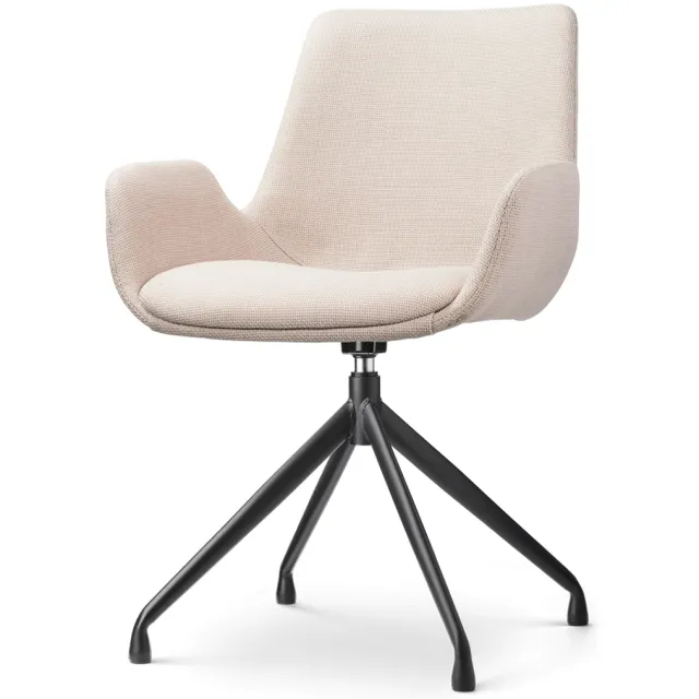 Nolon Nola-Eef draaibare eetkamerstoel beige - zwart onderstel