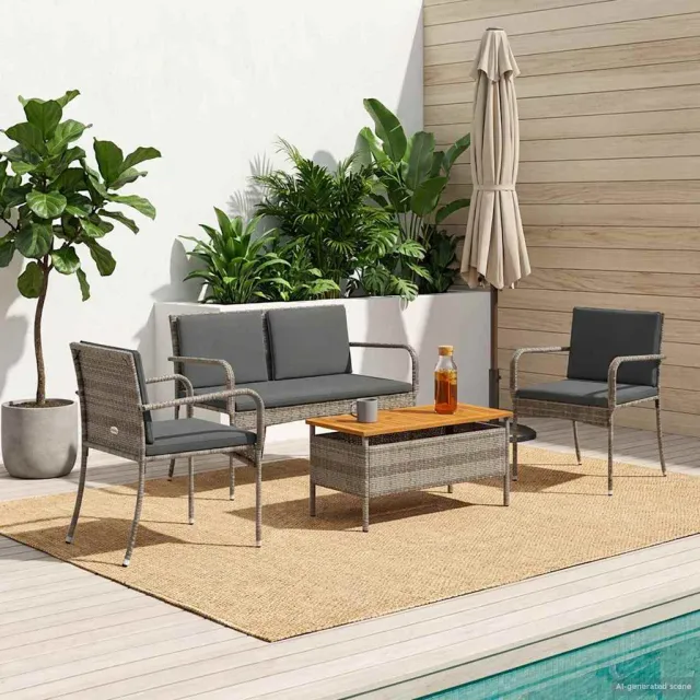 vidaXL Tuinset Grijs poly rattan, foto 2