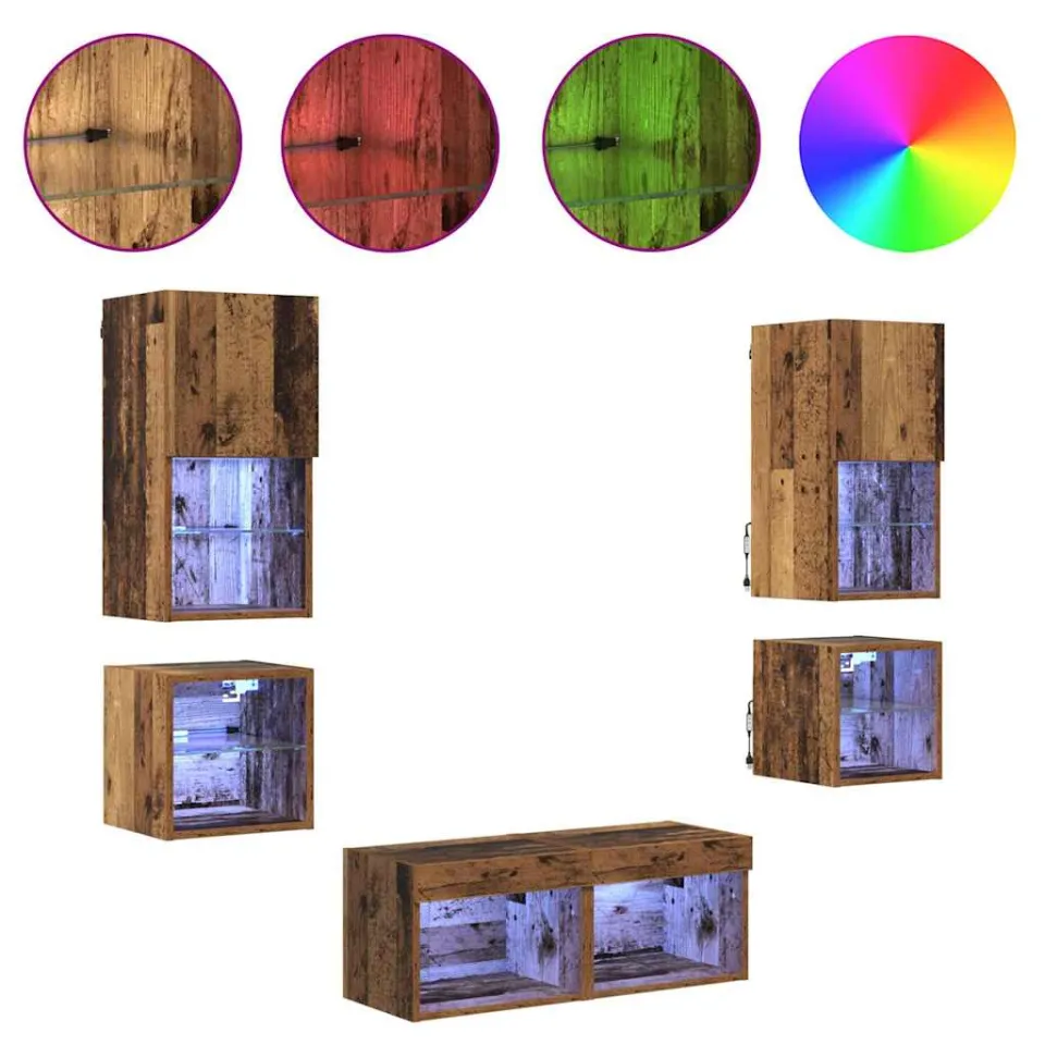 vidaXL TV Wandmeubels 8 st 30,5 x 30 x 60 cm Oudhout bruin, foto 4