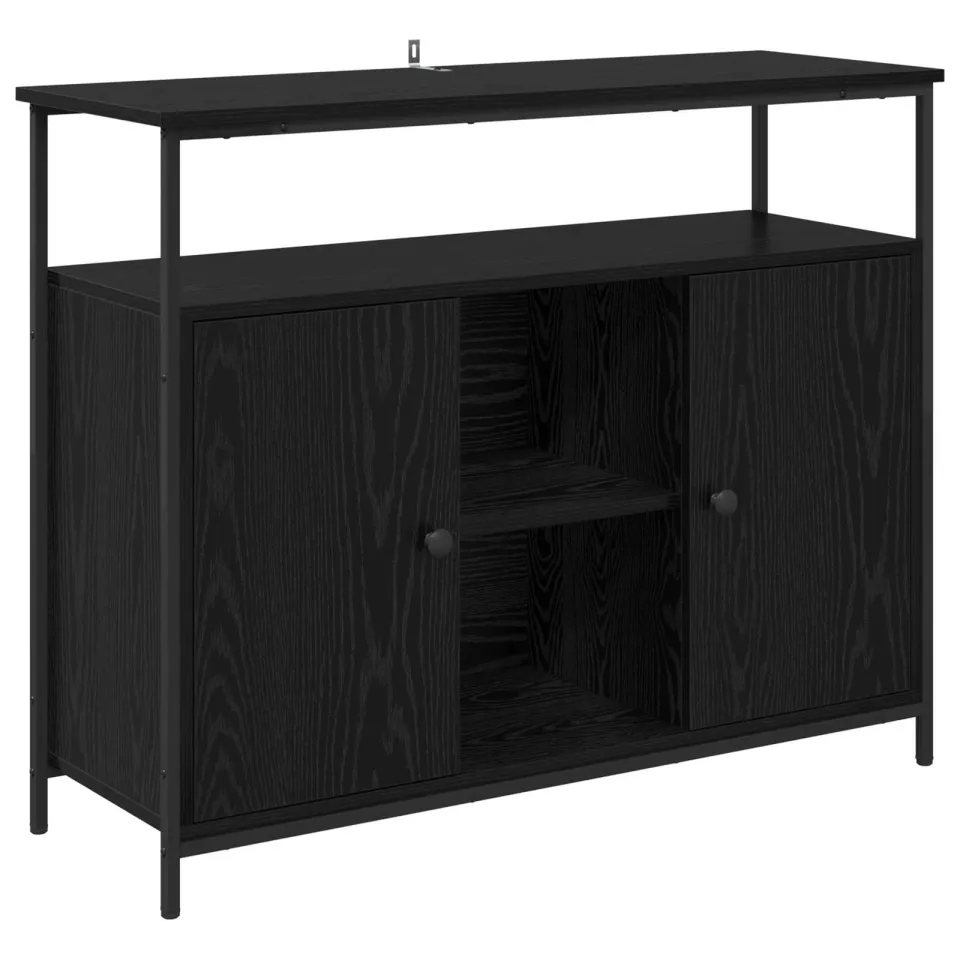 vidaXL Dressoir Zwart Eiken 100 x 35 x 80 cm Bewerkt hout, foto 3