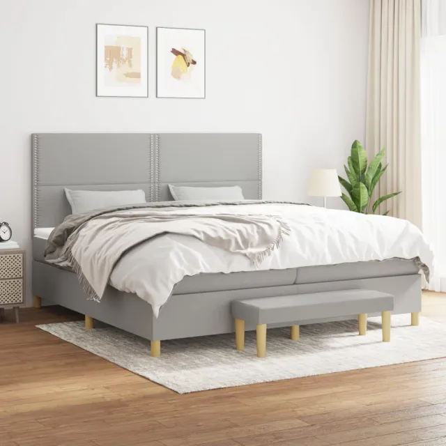 vidaXL Boxspring met matras stof lichtgrijs 200x200 cm grijs