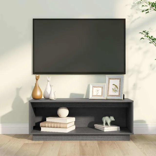 vidaXL Tv-meubel 90x35x35 cm massief grenenhout grijs, foto 2
