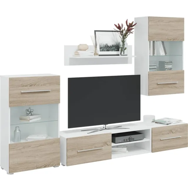 vidaXL 5-delige Tv-meubels met LED bewerkt hout sonoma eiken, foto 2