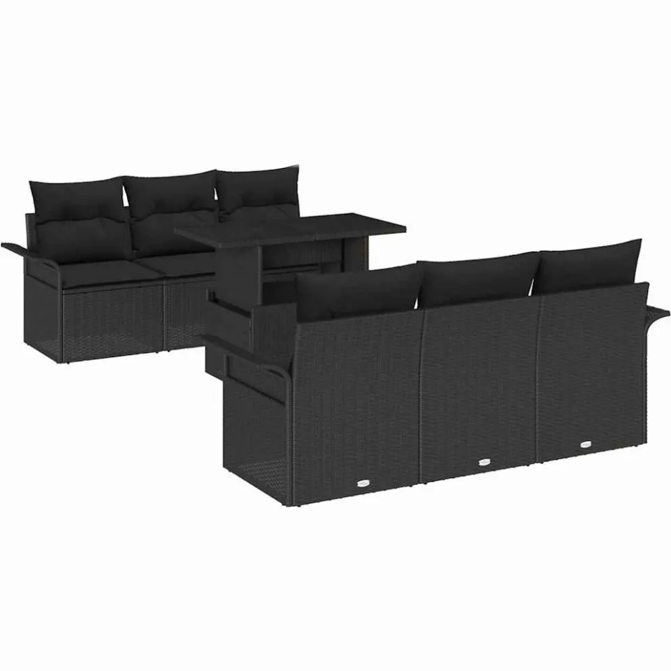 vidaXL Tuin Sofa Set 7 st Zwart poly rattan
