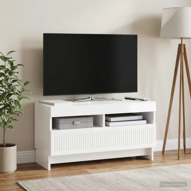 vidaXL LED tv-meubel EDE 81 x 35 x 43 cm Hoogglans Wit, foto 2