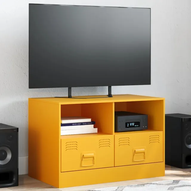 vidaXL Tv-meubel 67x39x44 cm staal mosterdgeel, foto 2