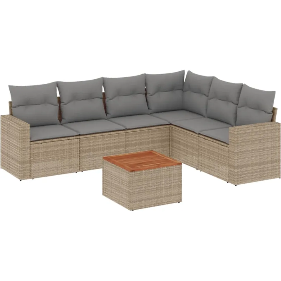 vidaXL Patio Sofa Set 6-zits Beige mix en grijs, foto 3