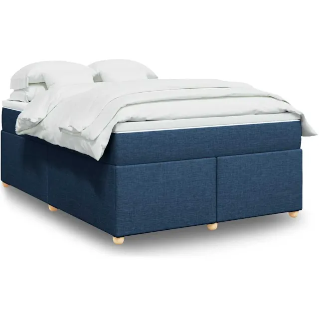 vidaXL Boxspring met matras stof blauw 140x190 cm