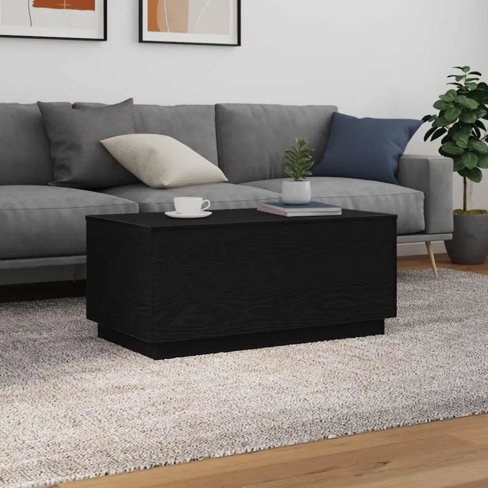 vidaXL Salontafel met LED-verlichting 90x50x40 cm zwart eiken, foto 3