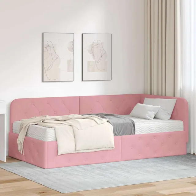 vidaXL Hoekbedframe Roze 100 x 200 cm Fluweel