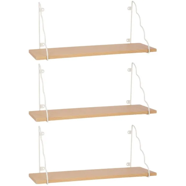 OSTARIA Wandplank Jade - 3x - hout - bruin/wit - 50 cm - boekenplank - hangplank