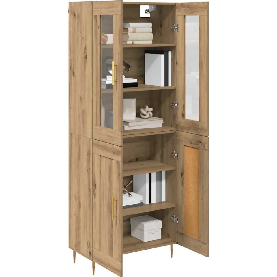 vidaXL Hoge kast 2 st Artisan Eiken 69,5 x 34 x 180 cm Bewerkt hout Bruin