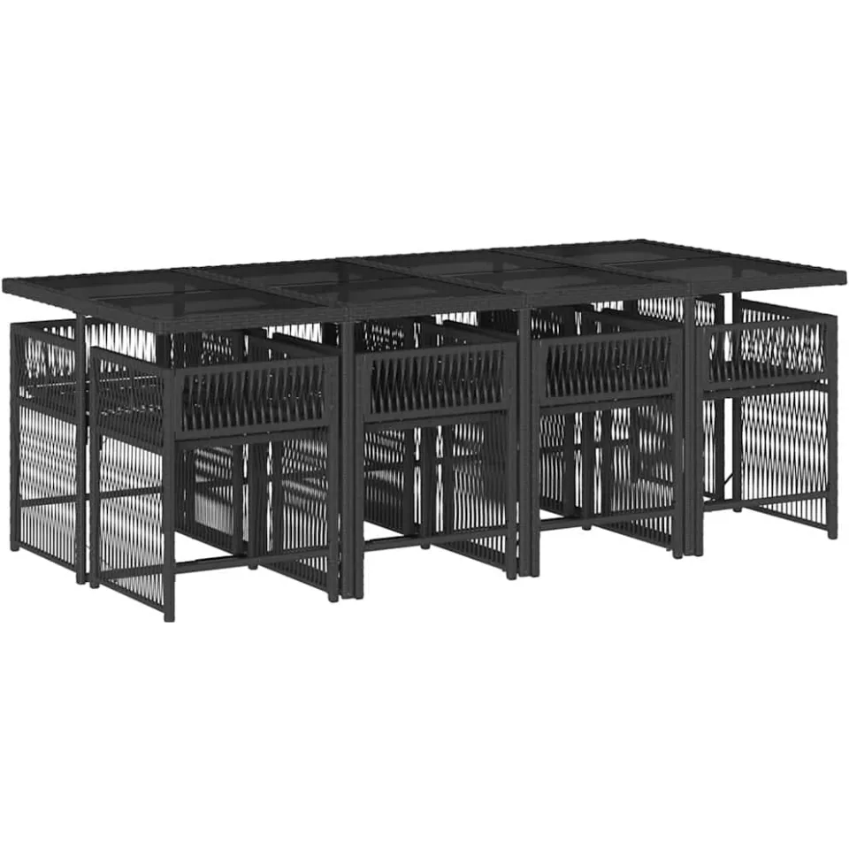 vidaXL 9-delige Tuinset poly rattan zwart, foto 4