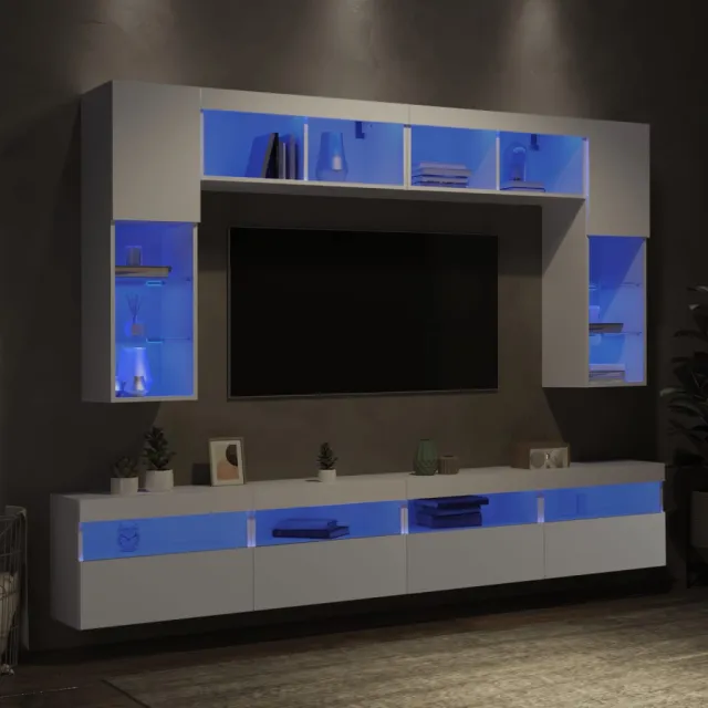 vidaXL 8-delige tv-wandmeubelset met LED-verlichting wit, foto 2