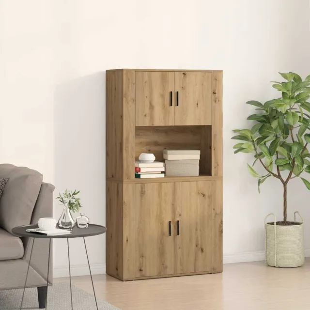 vidaXL Hoge kast Artisan Eiken 80 x 33 x 150 cm Bewerkt hout, foto 2