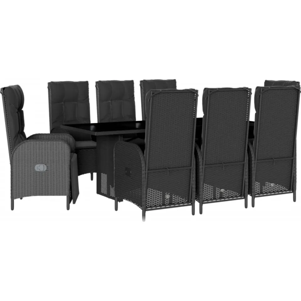 vidaXL 9-delige Tuinset poly rattan zwart, foto 3