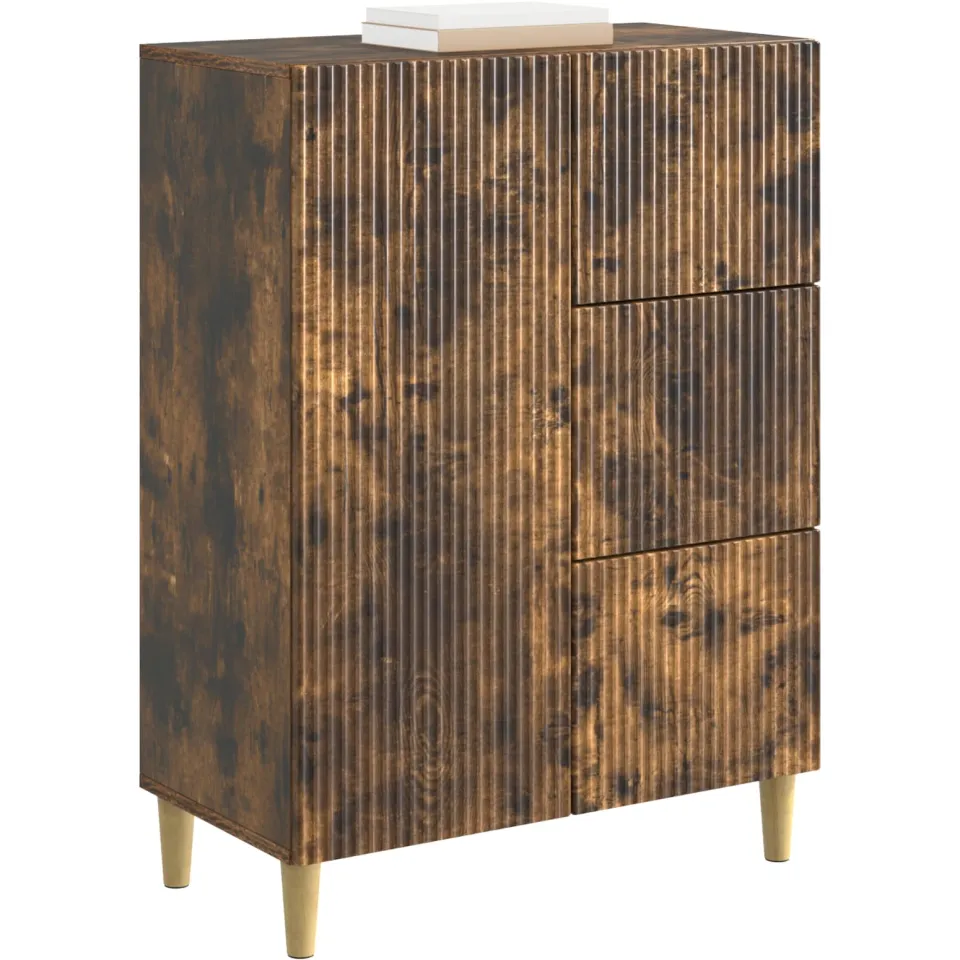 vidaXL Dressoir met lade Gerookt eiken 66 x 34,5 x 90 cm Bewerkt hout Bruin