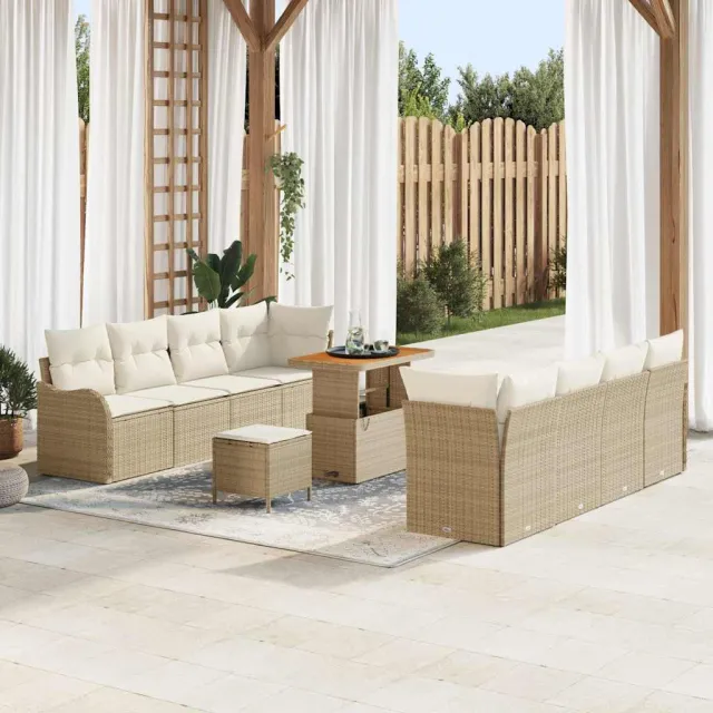 vidaXL Tuinbankenset 11 st Beige poly rattan, foto 2