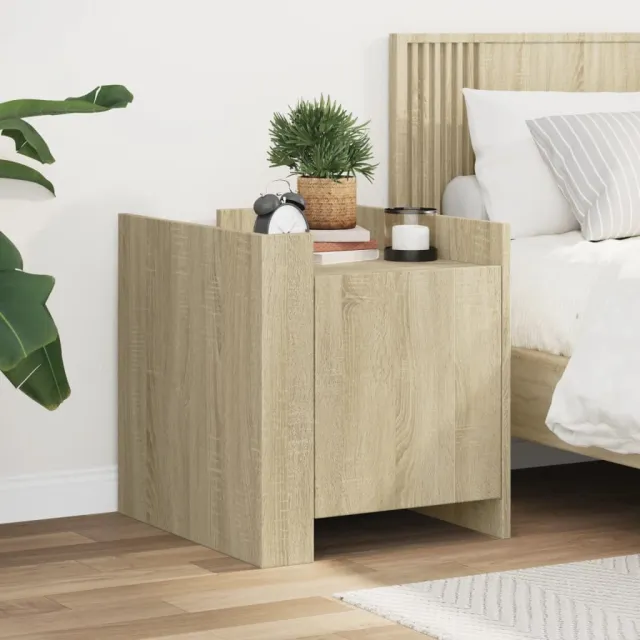 vidaXL Nachtkastje 45x50x50 cm bewerkt hout sonoma eikenkleurig, foto 2