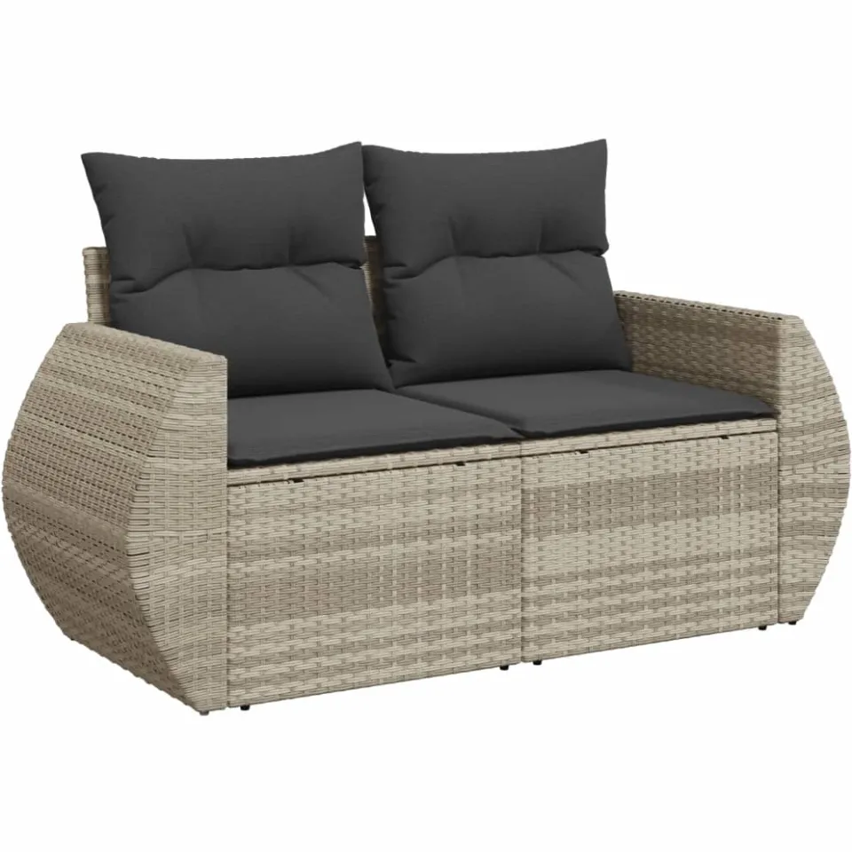 vidaXL 8-delige Loungeset met kussens poly rattan lichtgrijs grijs, foto 4