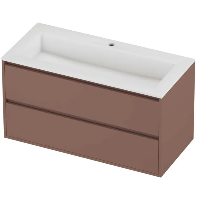 Proline Aristo Badmeubelset Polystone Elegant 1 Gat 100x46x54 cm Glans Wit Beauty Blush Rosé Goud