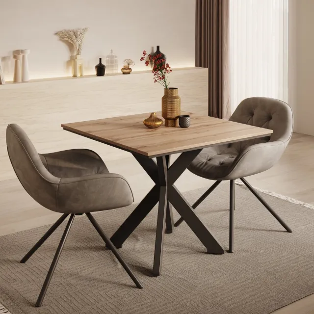 MEUBELLA Eetkamertafel Pacey - Eiken - 90 cm Bruin