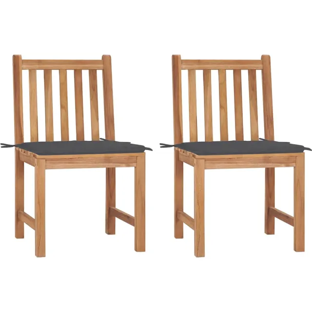 vidaXL Tuinstoelen 2 st met kussens massief teakhout Anthraciet