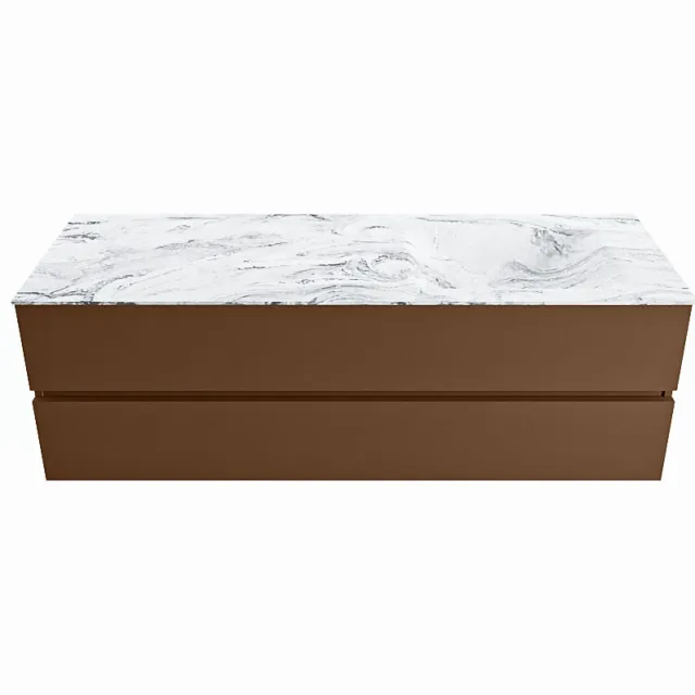 Mondiaz VICA-DLUX 150cm badmeubel onderkast Rust 2 lades. Inbouw wastafel CLOUD rechts 1 kraangat, kleur Glace.