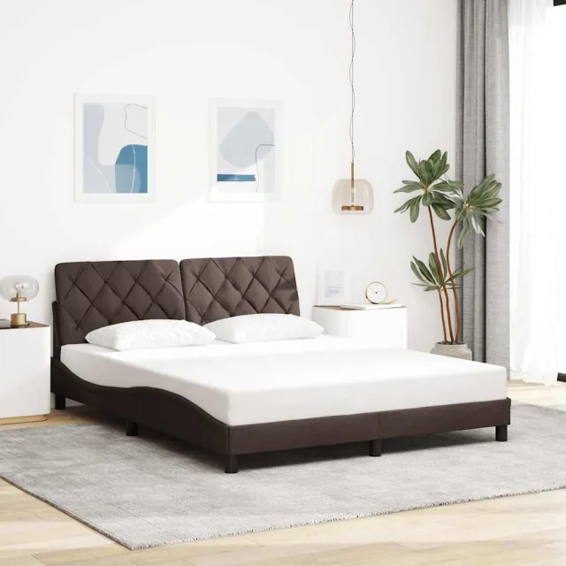 vidaXL Bedframe zonder matras stof donkerbruin 160x200 cm bruin