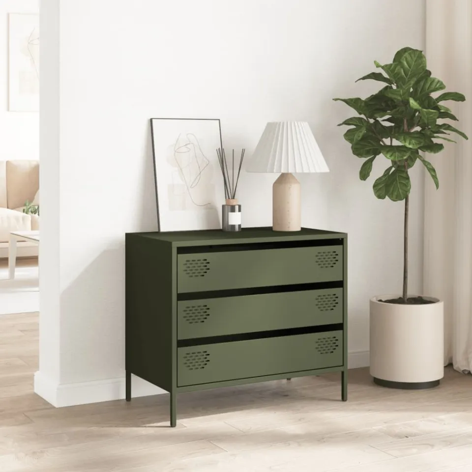 vidaXL Dressoir 68x39x58,5 cm koudgewalst staal olijfgroen, foto 2