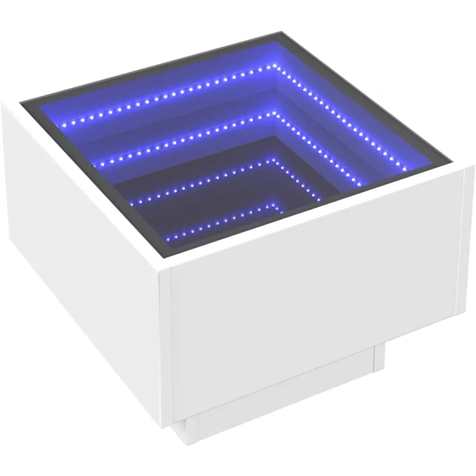 vidaXL Bijzettafel met LED 40x40x30 cm bewerkt hout wit